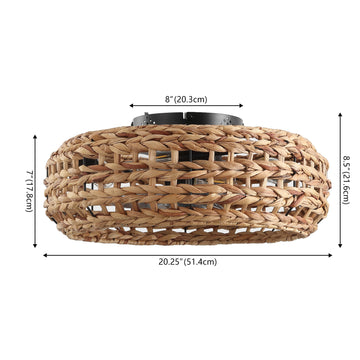 Archer 20.25" 4-Light Coastal Bohemian 6-Speed Metal/Seagrass Mobile-App/Remote-Controlled Lantern LED Ceiling Fan - JONATHAN Y